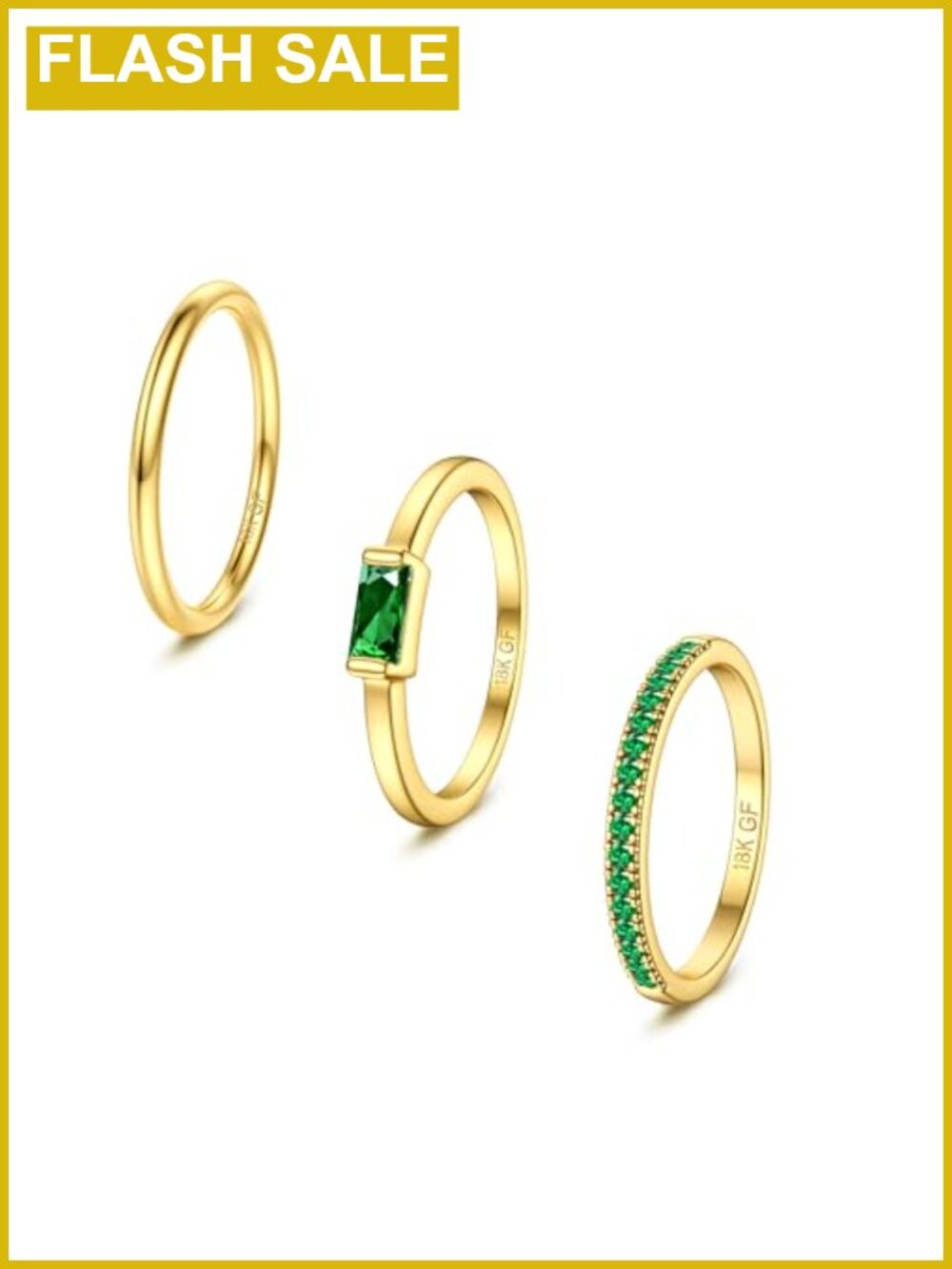 18K Gold Filled Stackable Rings Set 3pc Cubic Zirconia Dainty Thumb Knuckle